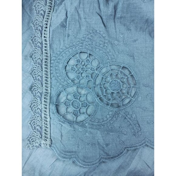 Penelope Rose Blue Cardigan Crochet Lacy Open Front Flowy Boho Beach Coverup Wom - Picture 6 of 7